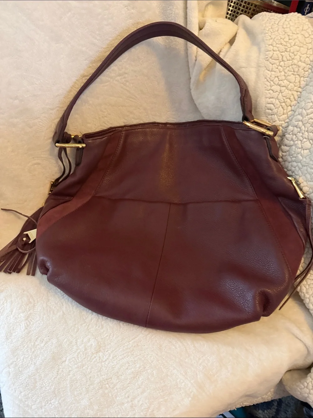 Aimee Kestenberg Burgundy Shoulder Hobo with Tassel